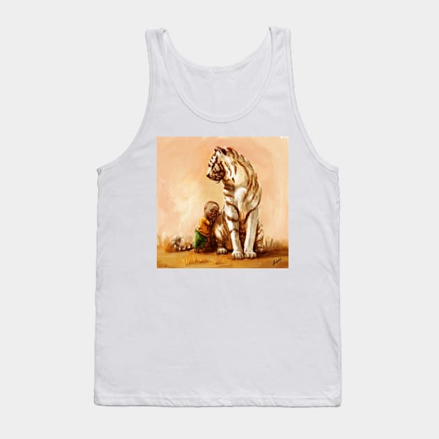 Kid with a tiger Tank Top by Artofokan